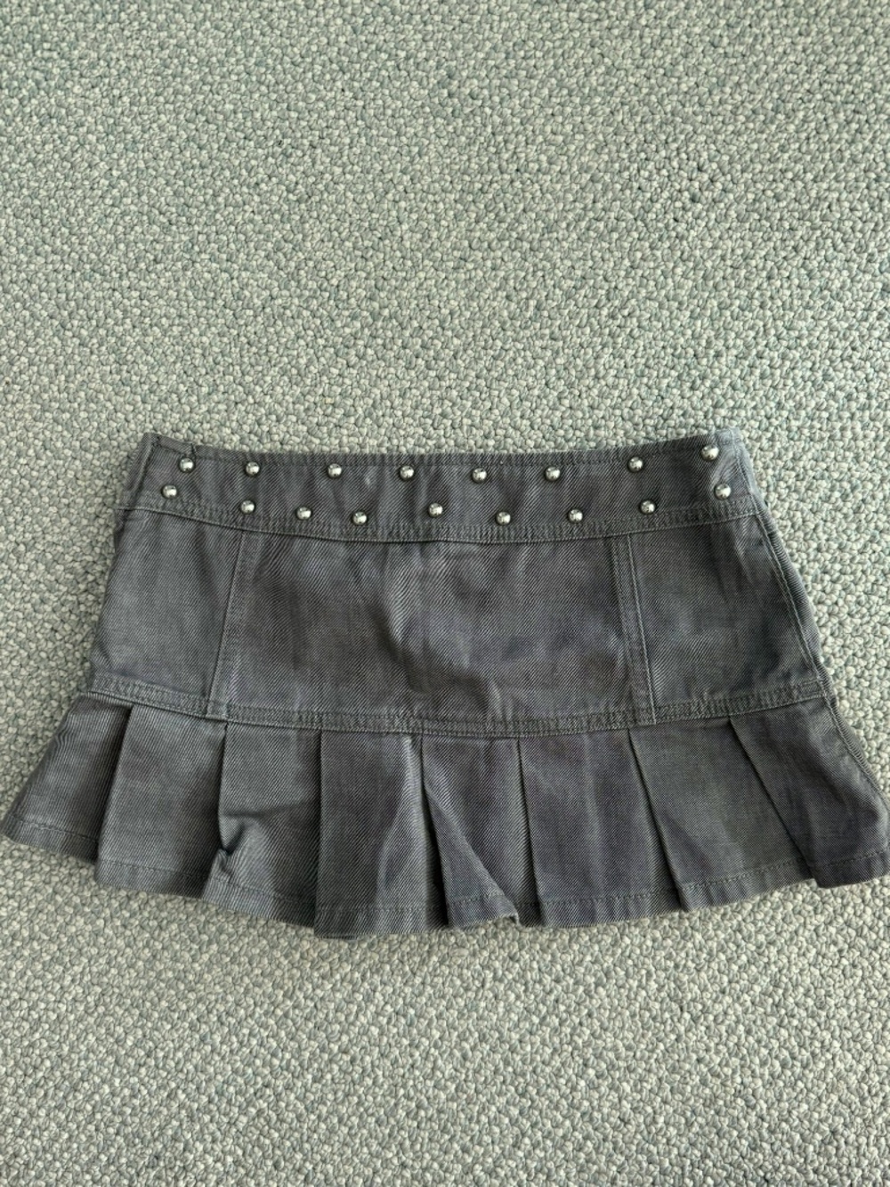 Y2K Gray Denim Pleated Mini Skirt